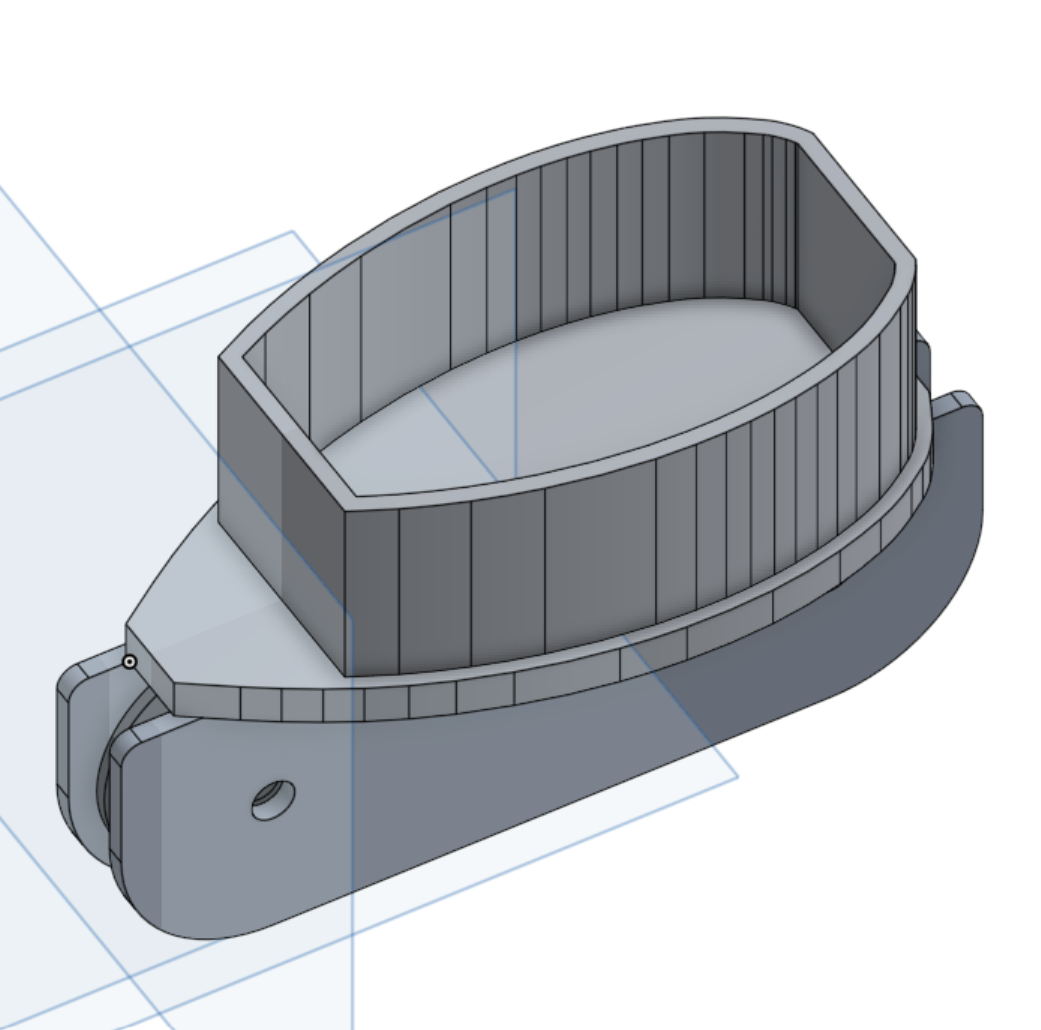 CAD view of the masthead fitting showing the plug that fits inside the mast extrusion