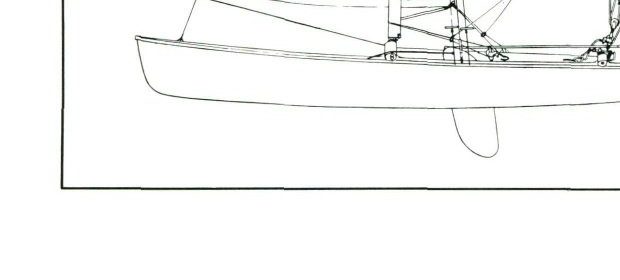 Small line drawing of a Hobie 18 bow showing the forestay and jib halyard labelled loose with the mainsheet sheeted