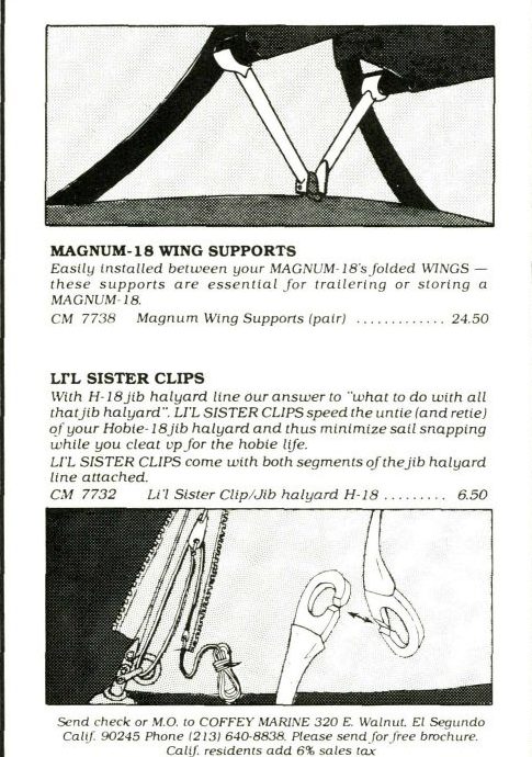 Mail-order advertisement with a drawing of folded wings and the heading Magnum-18 Wing Supports